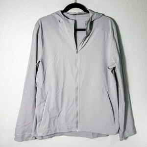 lululemon athletica Square Textured Gray Windbreaker Light Weight Hooded Jacket